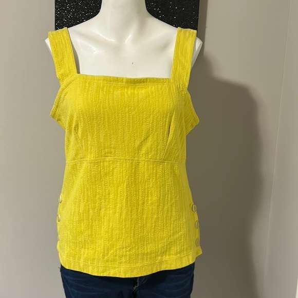 Anthropologie MAEVE Callie Yellow side button Tank Top Size M NEW - Picture 2 of 10